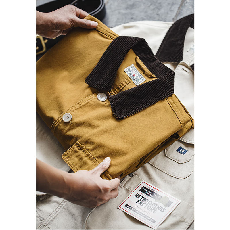 Safari jacket with corduroy collar and cuffs