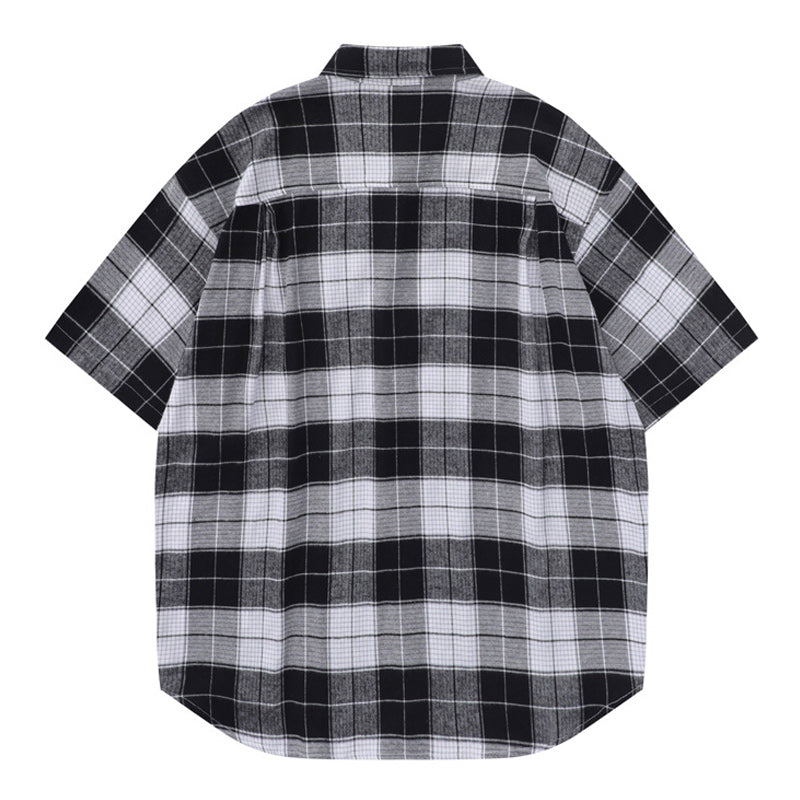 Irregular Retro Check Short Sleeve Shirt