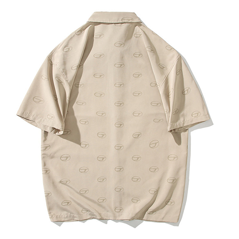 Simple retro short-sleeved print shirt