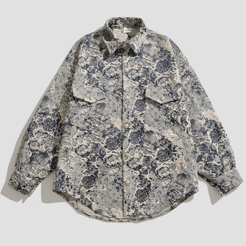 Ink painting pattern all-over autumn/winter jacket