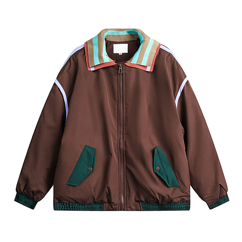 Oversized mixed-color thick coat, loose-fitting down jacket