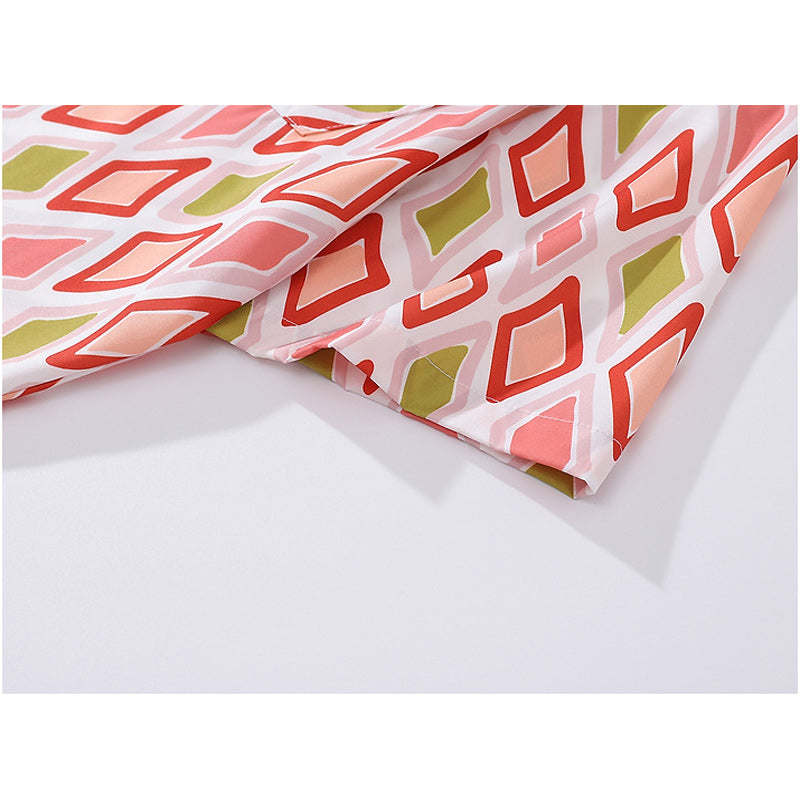 Cuban color geometric pattern aloha shirt