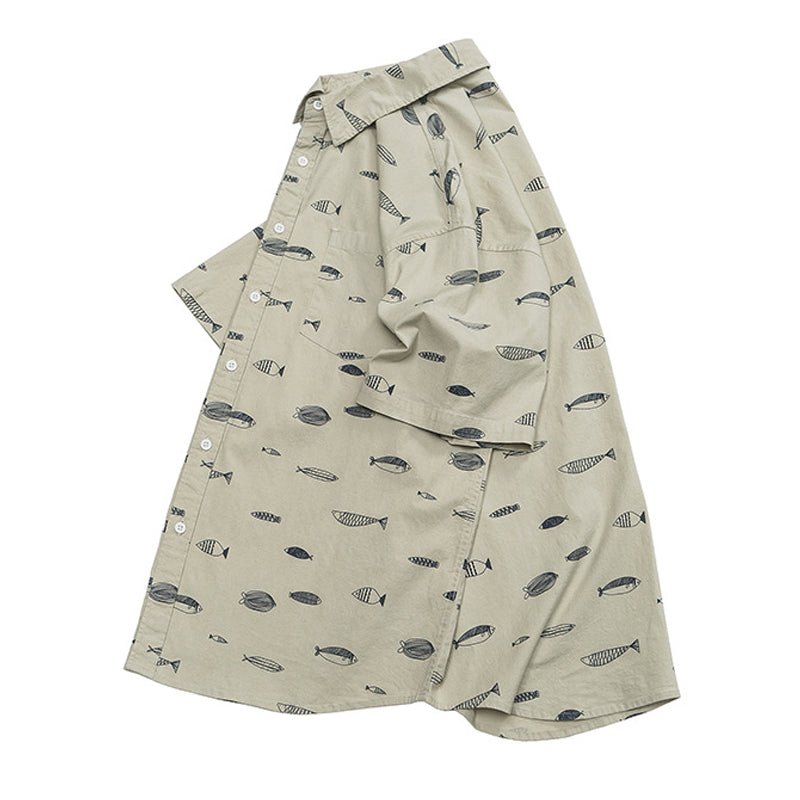 New for summer: Fish print short-sleeved shirt