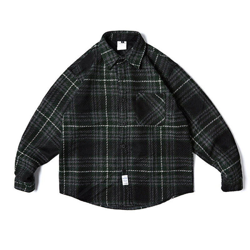 Classic check pattern pocket long sleeve shirt