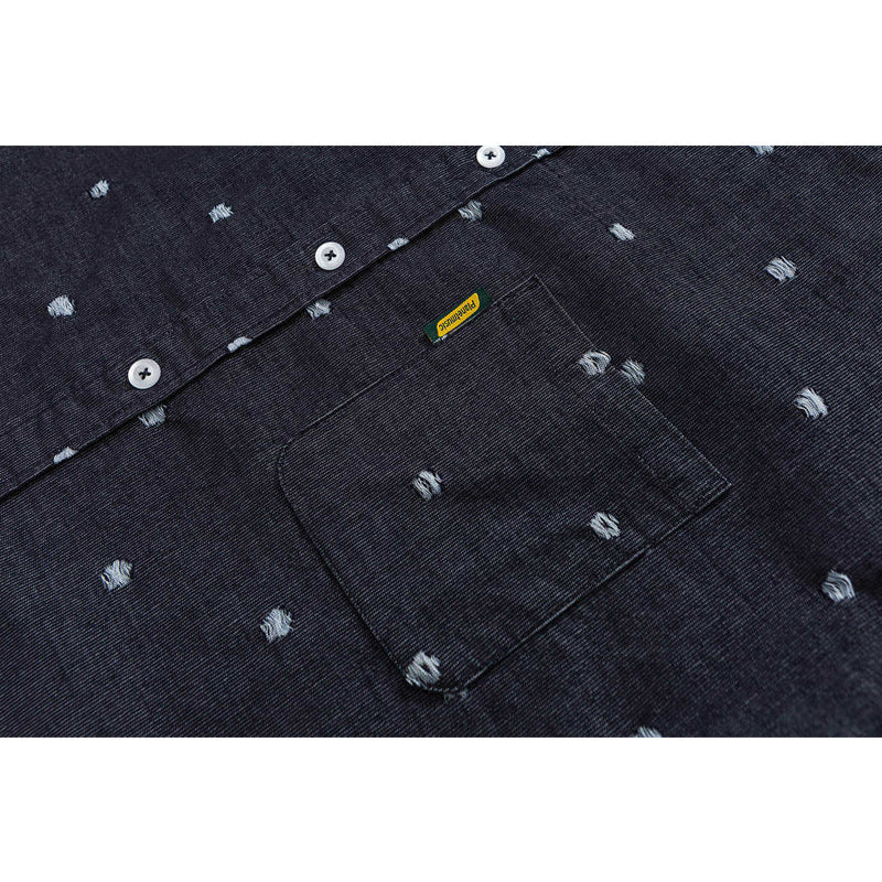 Distressed retro long-sleeved shirt