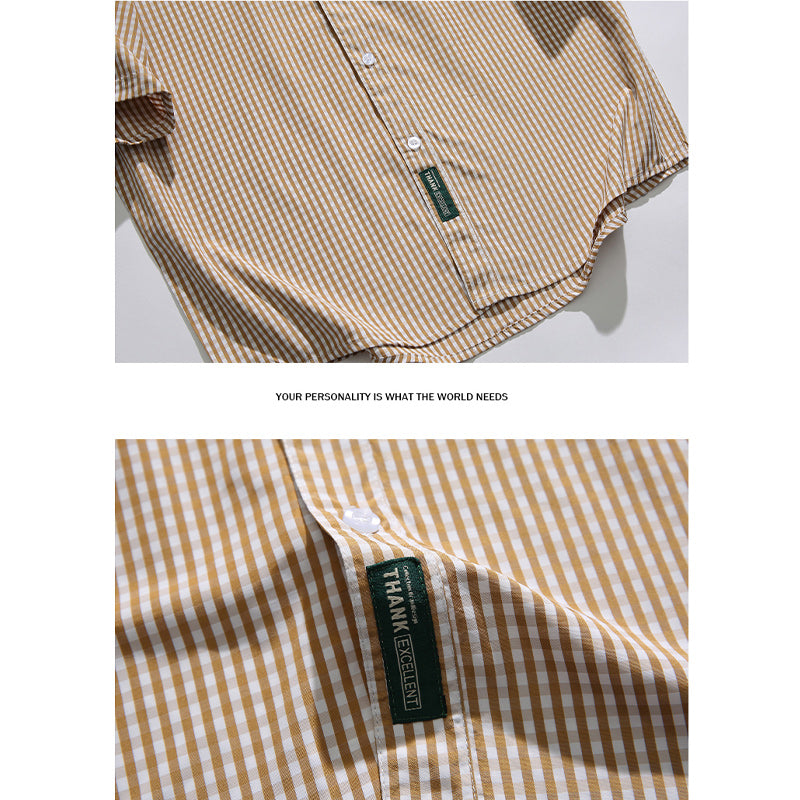 Classic check pattern short-sleeved shirt