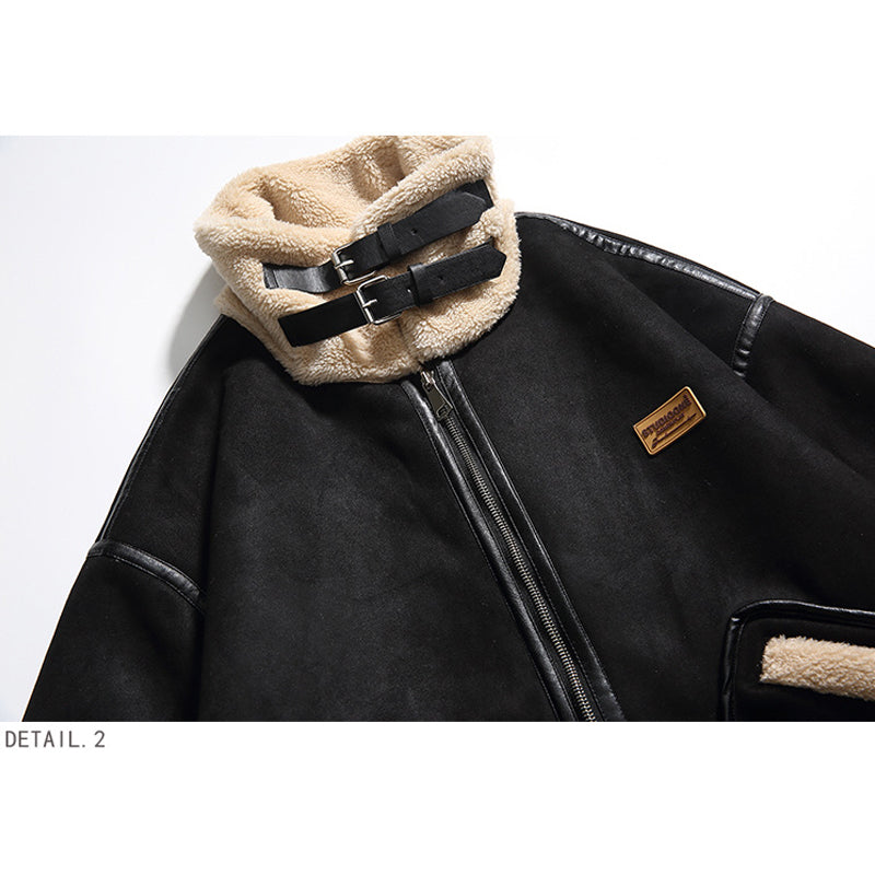 Casual lambswool mixed-color stand-collar down jacket