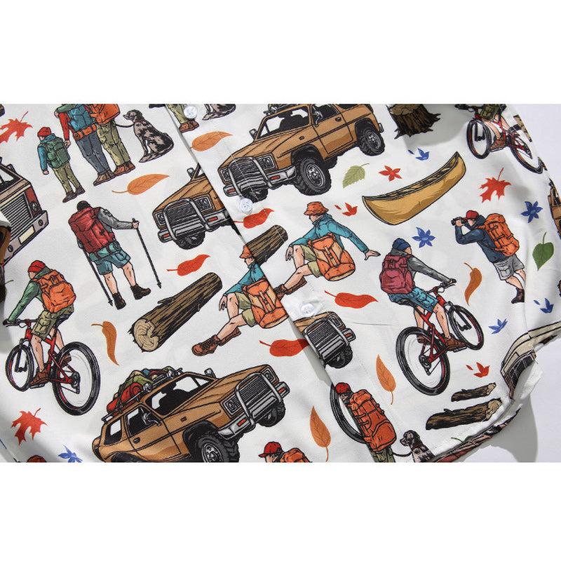 "Traveler" Print Aloha Shirt