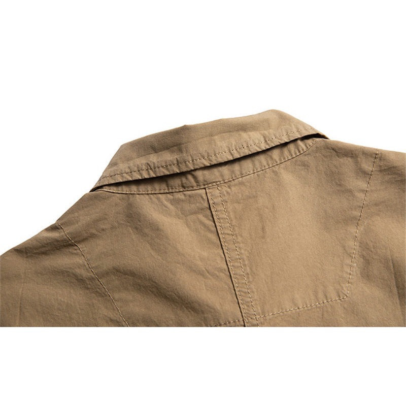 Solid color multi-functional pocket work short sleeve shirt