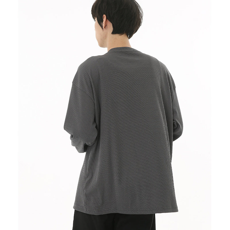 American casual plain V-neck long-sleeved T-shirt