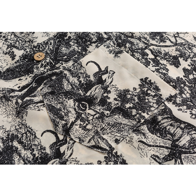 Sumi-e natural print short-sleeved shirt