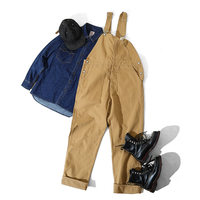 American casual retro suspender work pants
