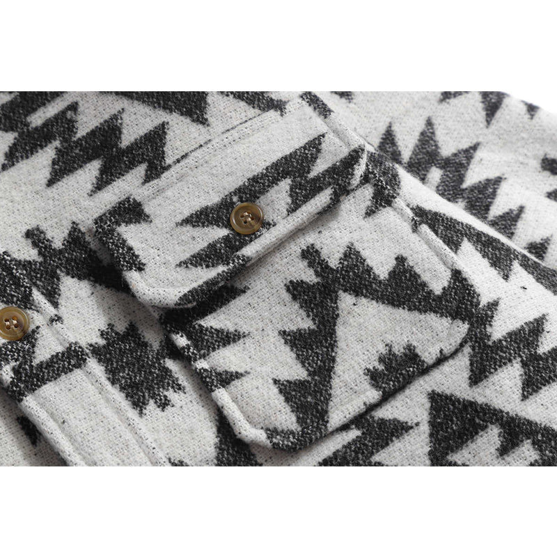 One-tone NAVAJO all-over print wool-blend tweed overshirt