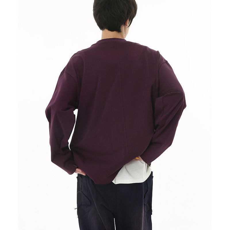 American casual print three-color long-sleeved T-shirt