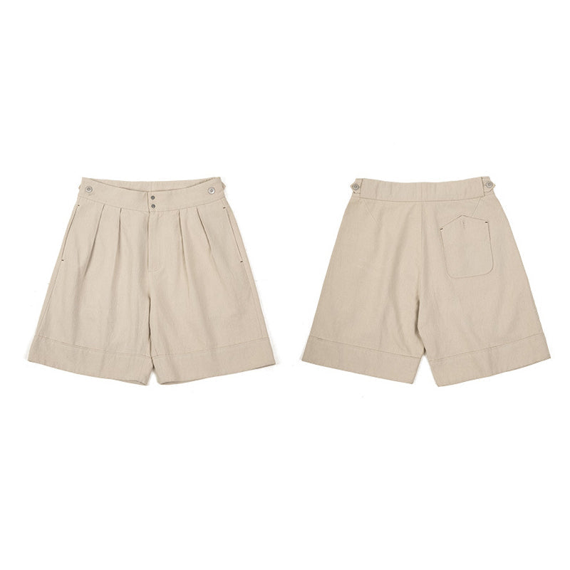 Mid-waist cotton-linen Naples shorts