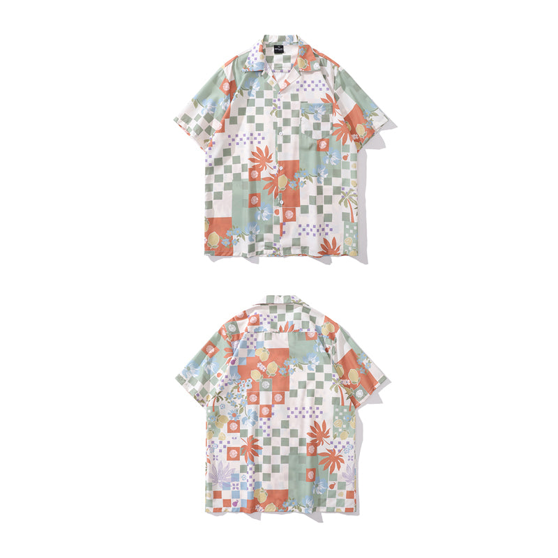 New summer geometric print short sleeve shirt