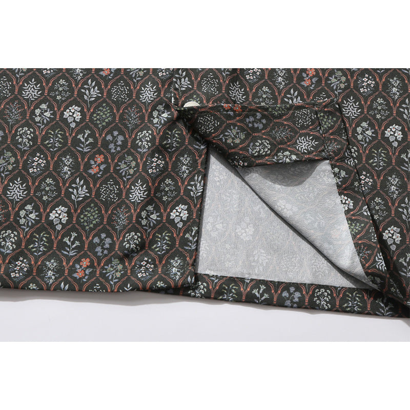 "Honsho Zufu" Plant Print Cuban Shirt