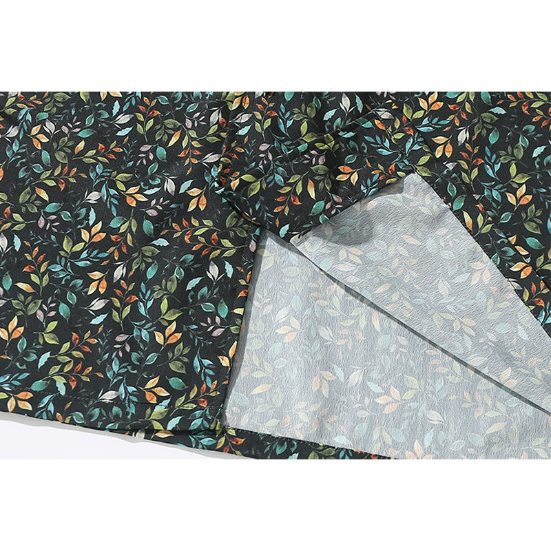 Branch and leaf print aloha shirt