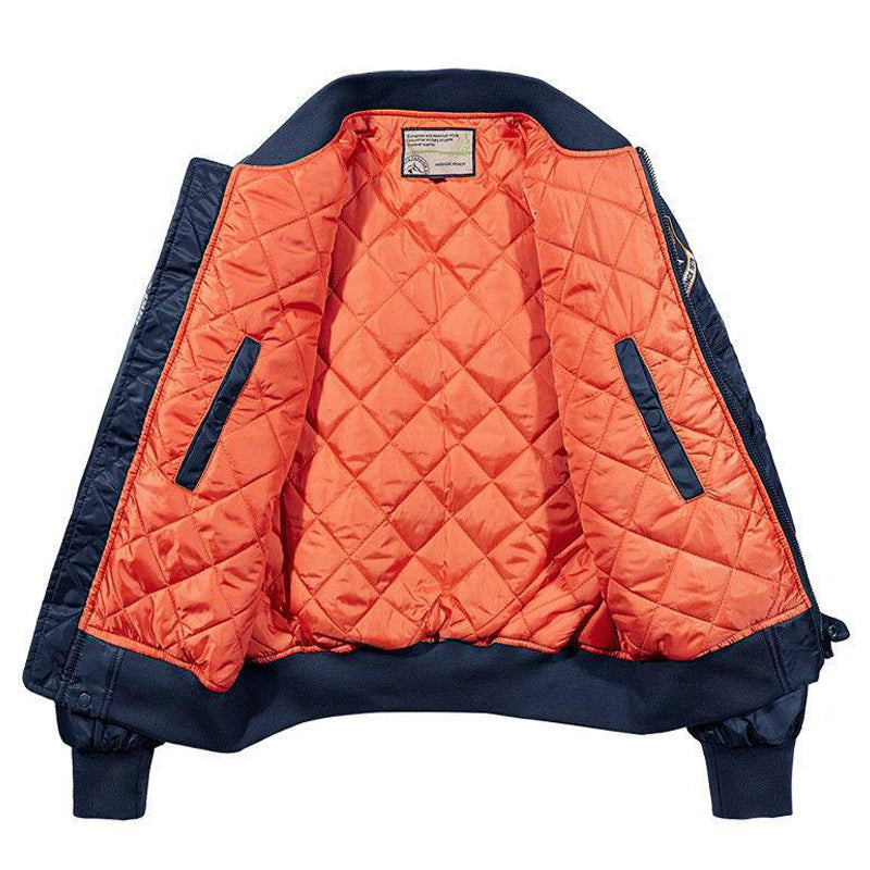 Printed Alphabet Thick Warm Padded Stand Collar Jacket