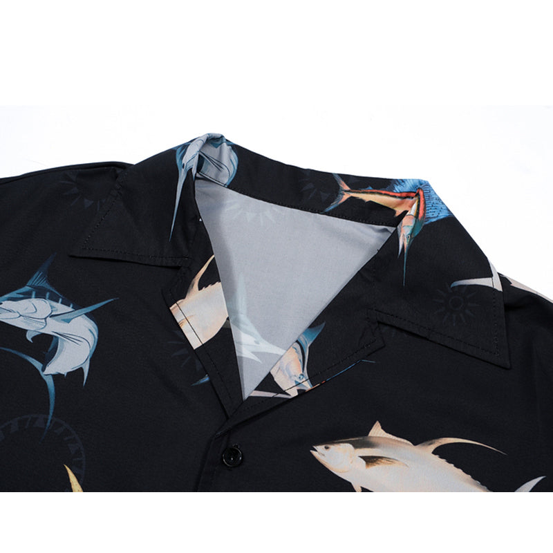 New for summer: Fish print short-sleeved shirt