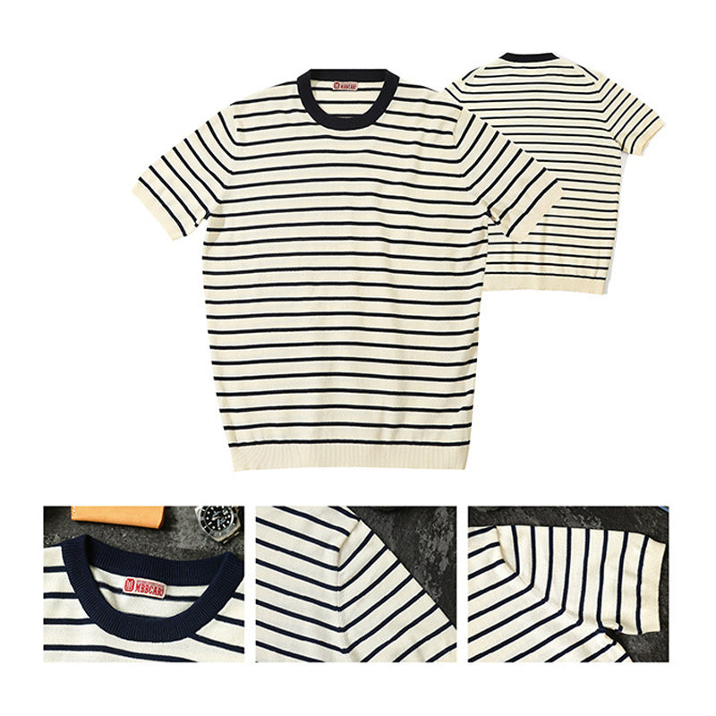 American casual pitch striped cotton tee