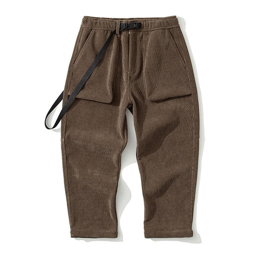 Loose-fitting corduroy cargo pants, thick, casual sweatpants