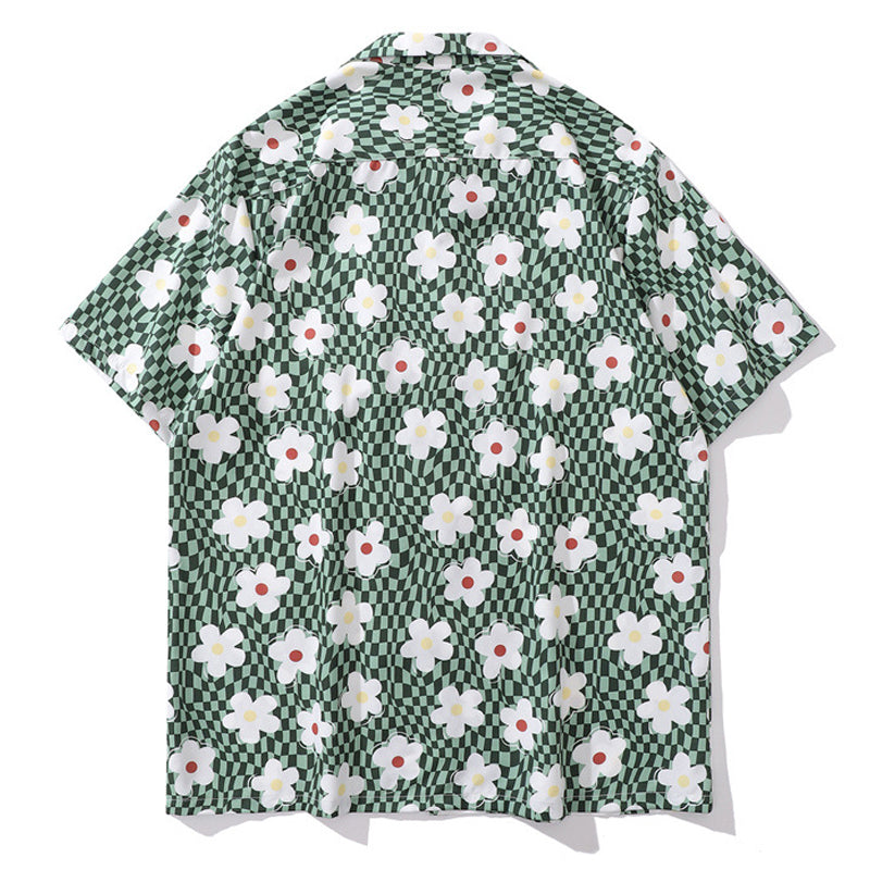 New summer check print short sleeve shirt