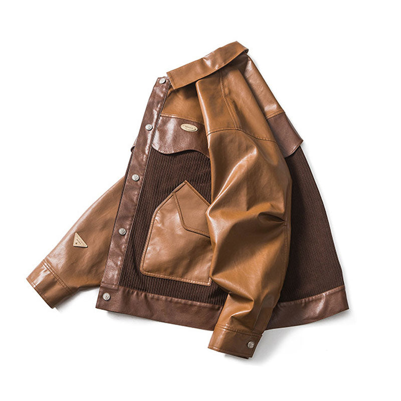 Corduroy embroidered shirt collar jacket