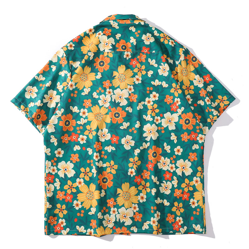New for summer: Oil painting style floral print short sleeve shirt
