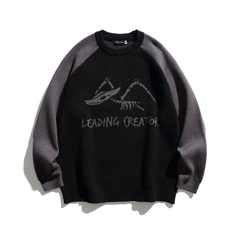 「Leading Creator」シリーズ ジャガード織ラグラン配色ニットセーター