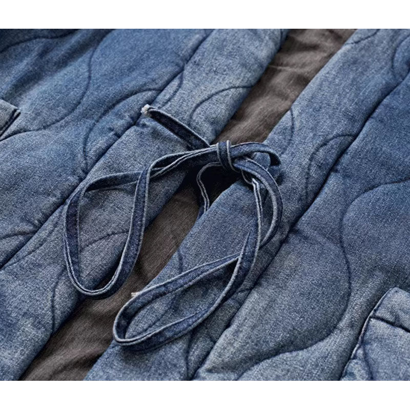 Casual denim hanten jacket with padding, loose cargo down jacket