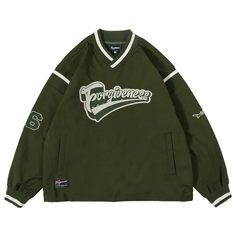 Oversized baseball sweatshirt with embroidered badge