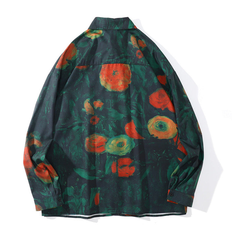 New oil painting style color scheme long sleeve shirt