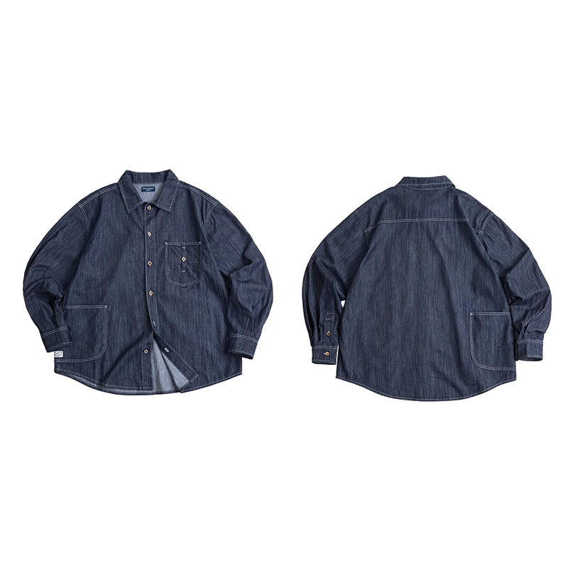 Denim work shirt with large "U" pocket