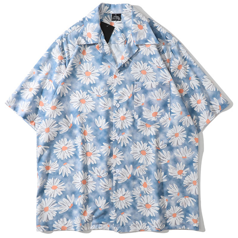New for summer: Graffiti floral print short-sleeved shirt