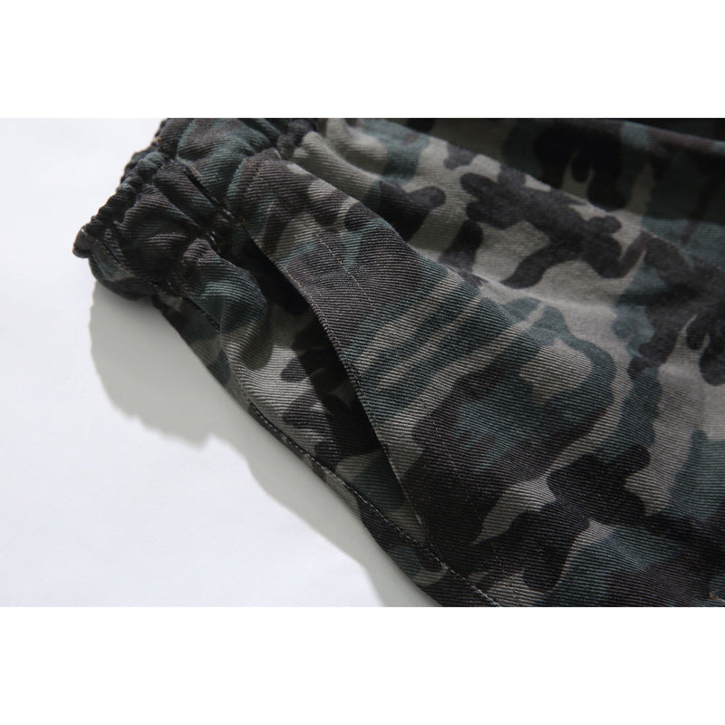 Retro Camouflage Pocket American Casual Shorts