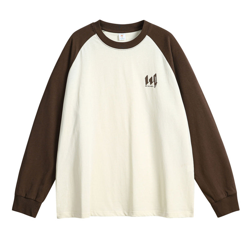 Four-color long-sleeved T-shirt with contrasting colors