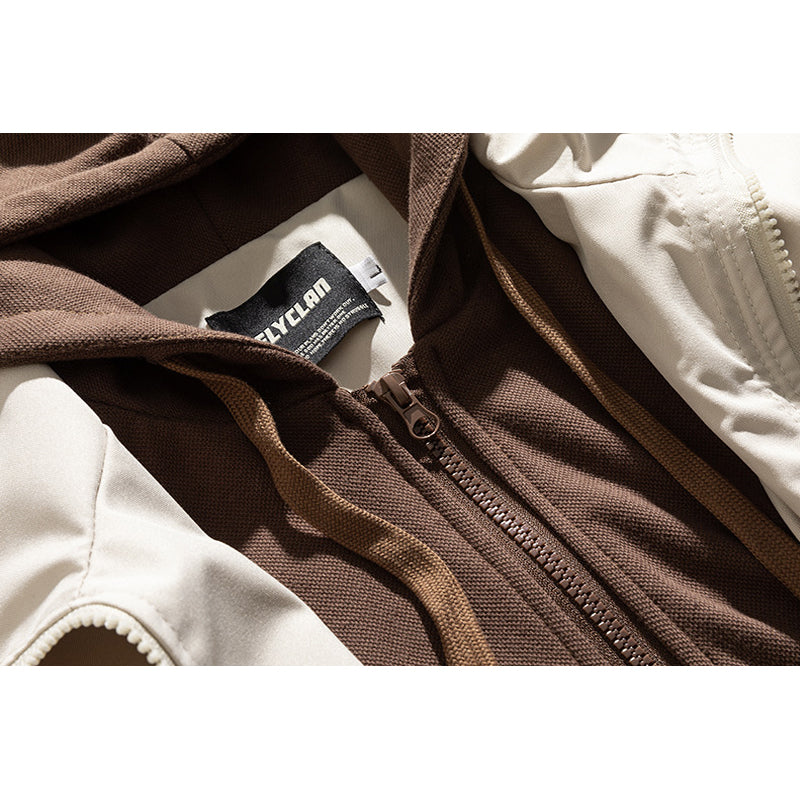 Hooded layered loose casual American casual jacket
