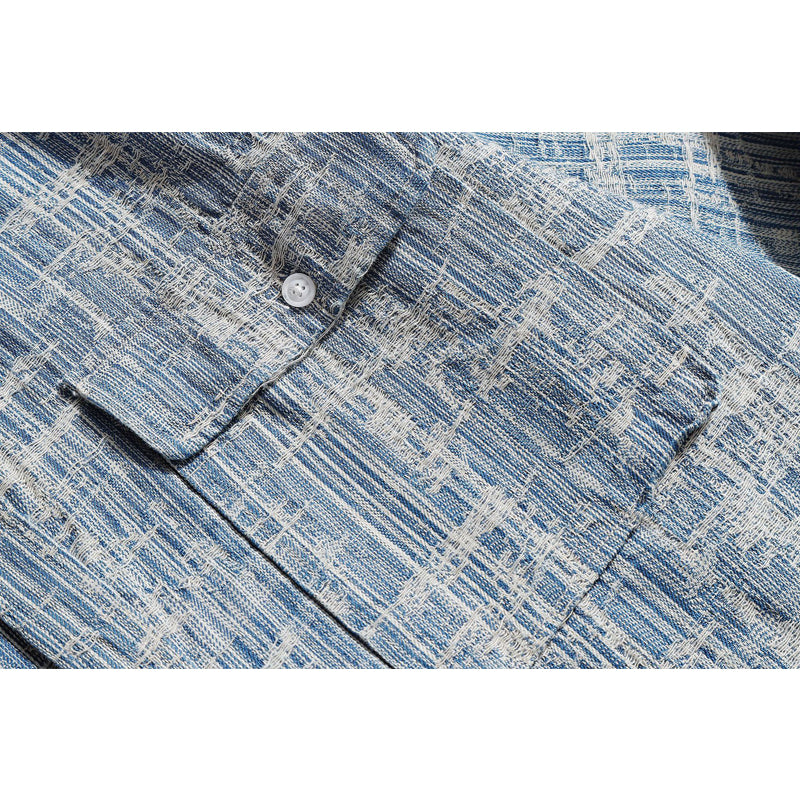 Distressed blue long-sleeved shirt