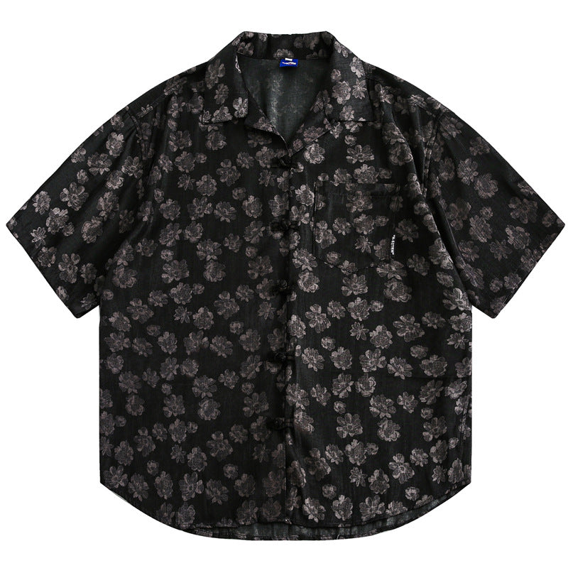 New for summer: ethnic-style button-down short-sleeved shirt