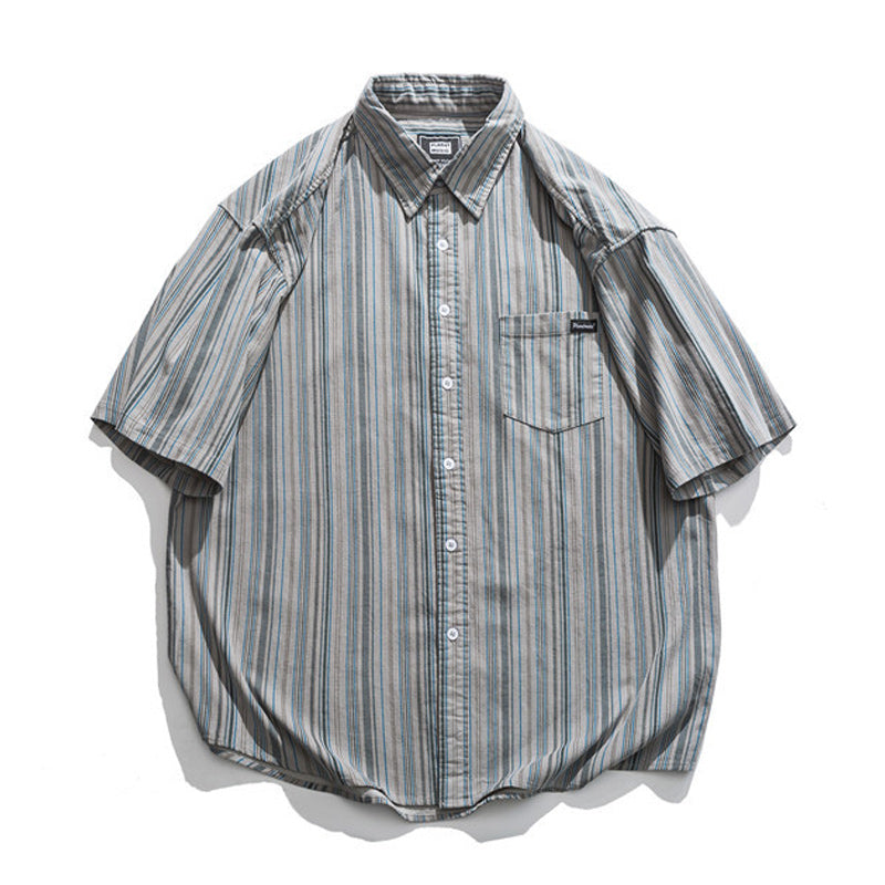 Fashion striped work short sleeve shirt