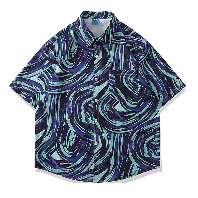 Geometric all-over print aloha shirt