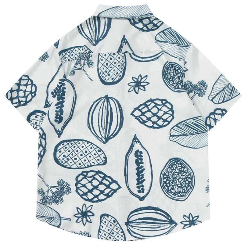 Botanical print short-sleeved shirt