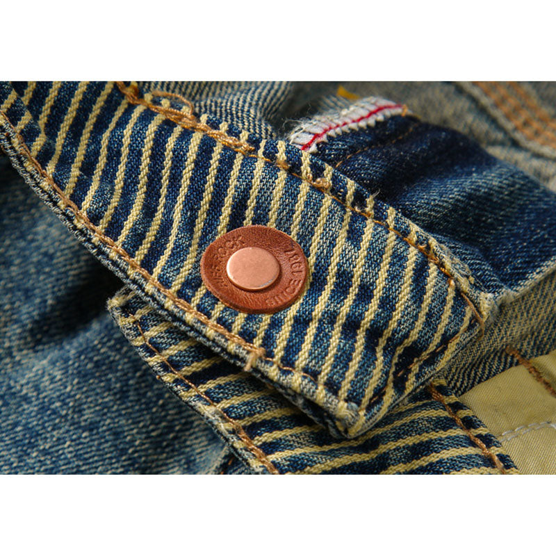 13.5 oz 100% cotton washed old straight jeans