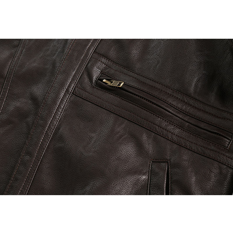 Classic PU leather casual loose stand collar jacket