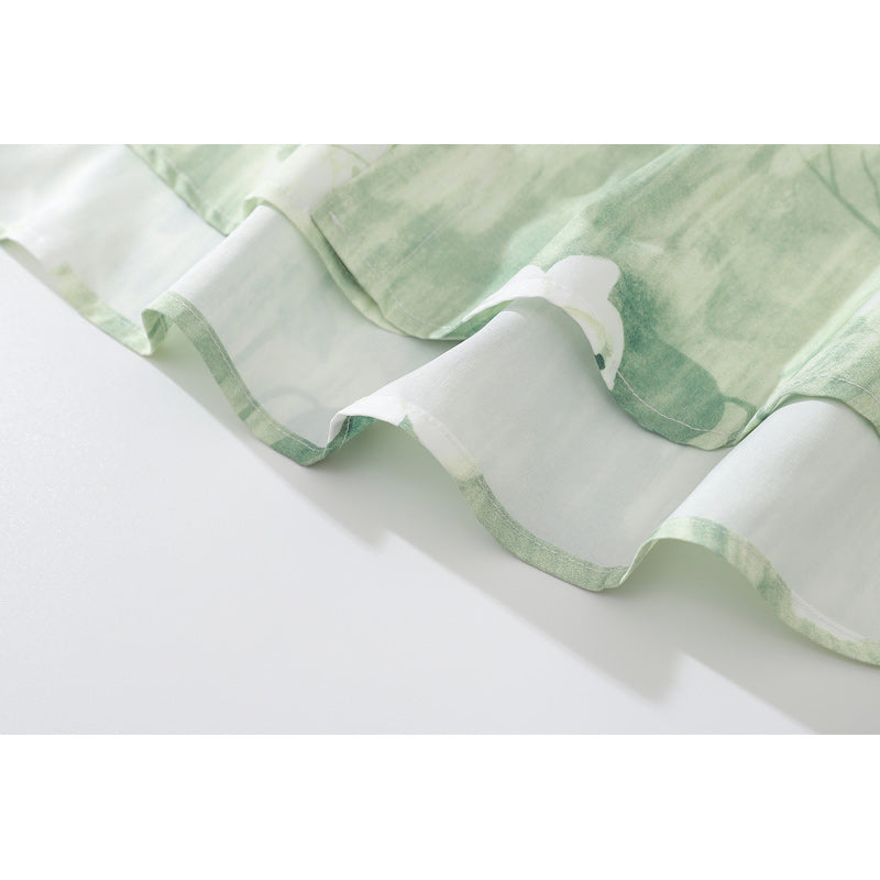 "White Rose" all-over print long-sleeved fresh shirt