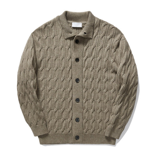 Plain Cable Sweater Cardigan