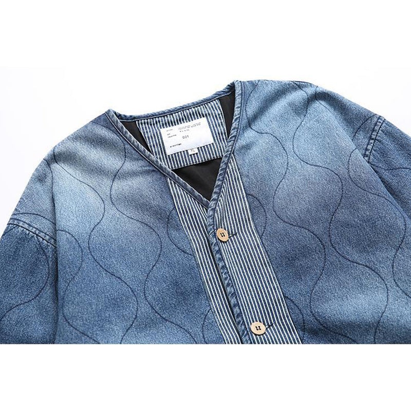 American casual denim V-neck jacket