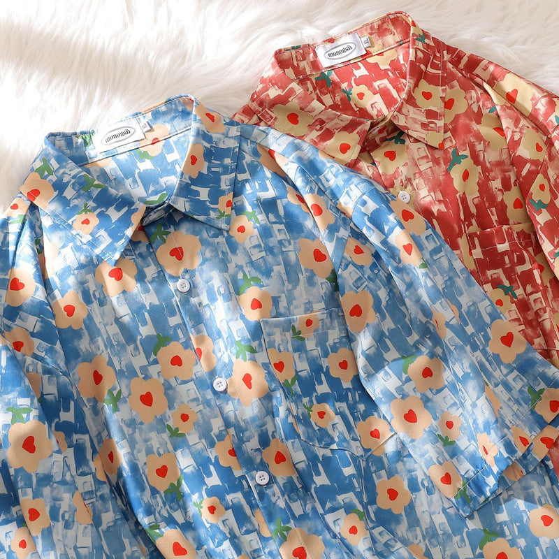 New Summer Floral Print Short Sleeve Shirt