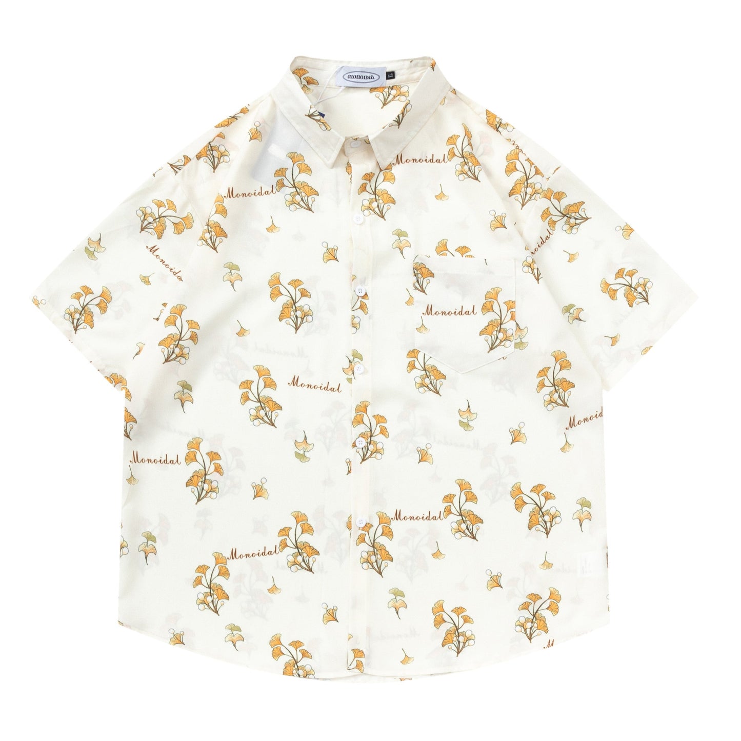 Fresh Leaf Print Short Sleeve Aloha Shirt